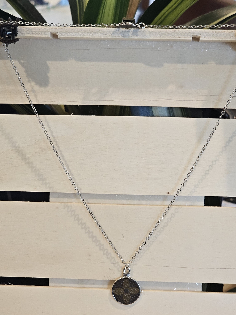 Louis Vuitton Piece In Pendant On 19" Silver Plated Necklace